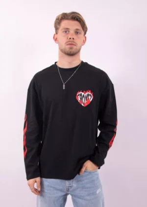 Croyez heart on fire longsleeve vintage black