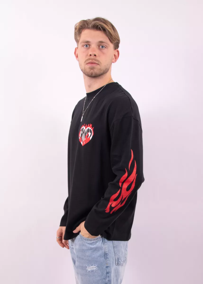 Croyez heart on fire longsleeve vintage black