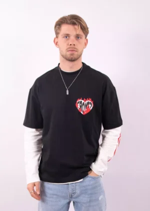 Croyez heart on fire t-shirt vintage black