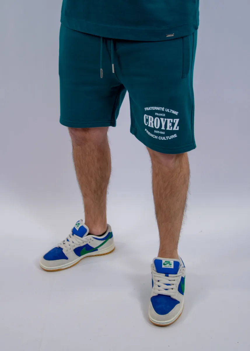 Croyez stamp shorts dark teal