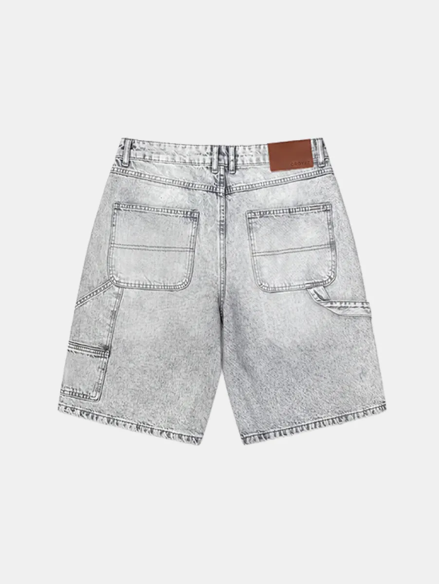 Croyez washed denim shorts light grey