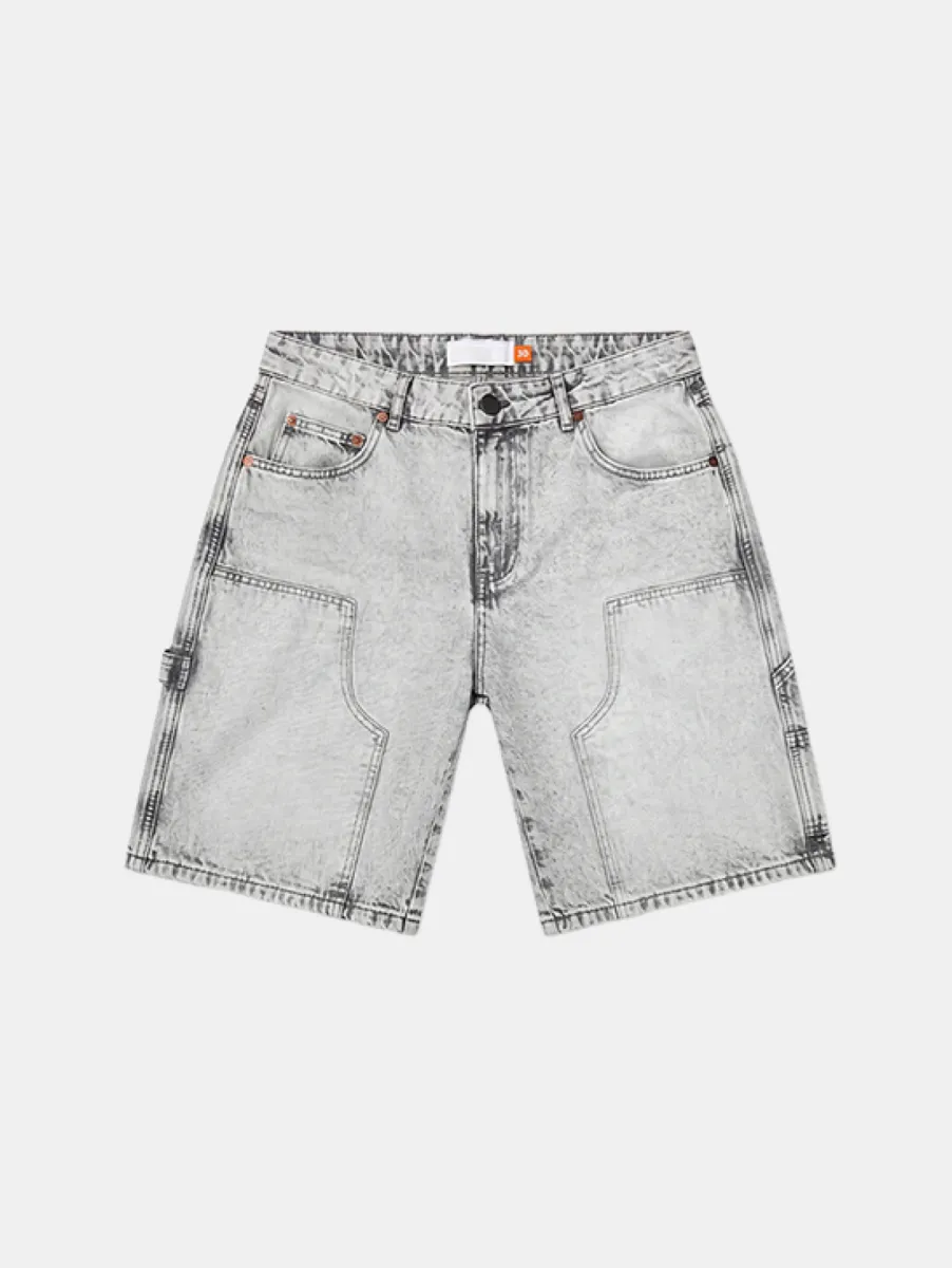 Croyez washed denim shorts light grey