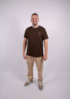 Fred Perry m1588v 49a brnttbcc/stkprtb