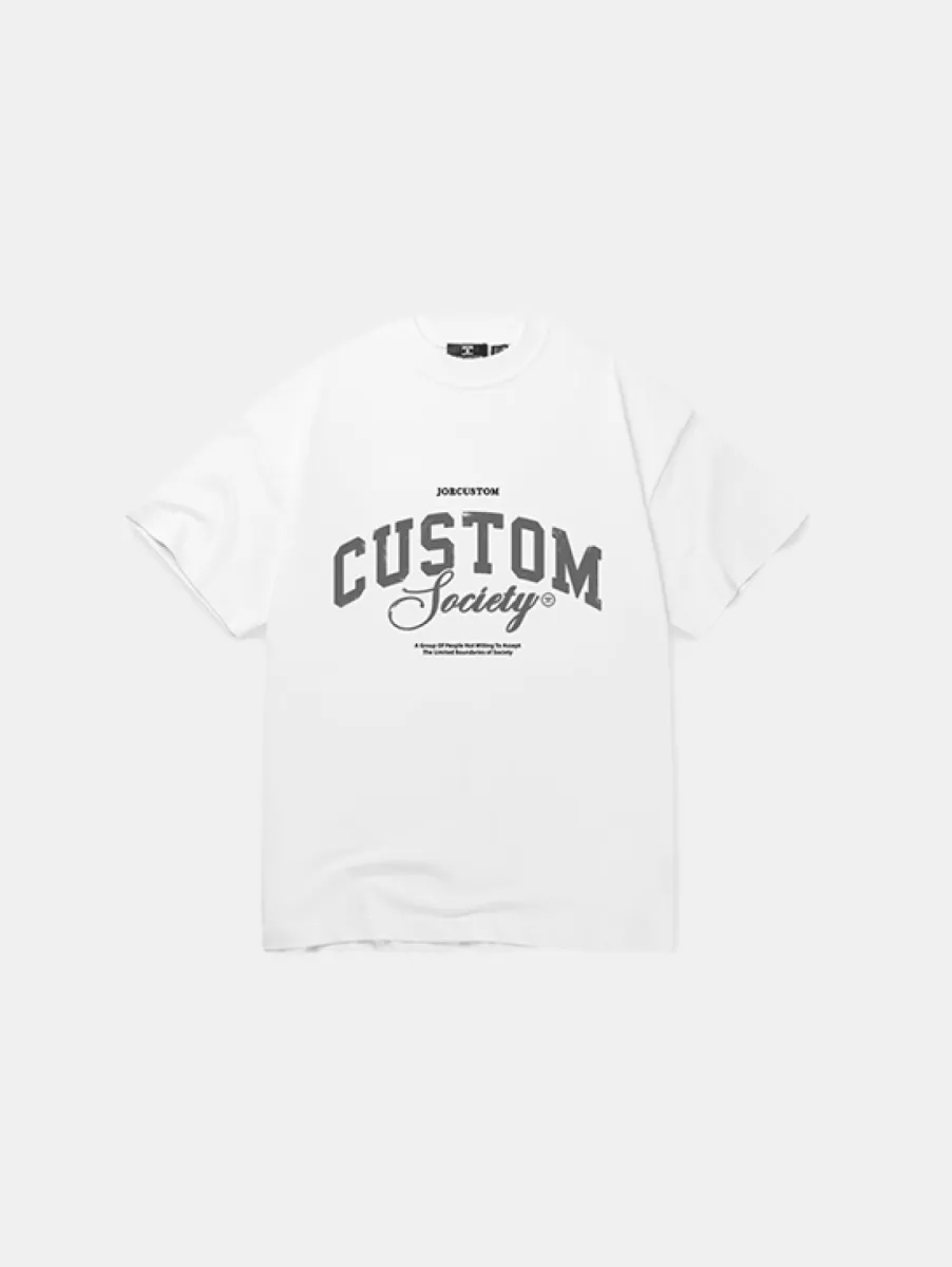 Jorcustom customsociety t-shirt white-acidgrey