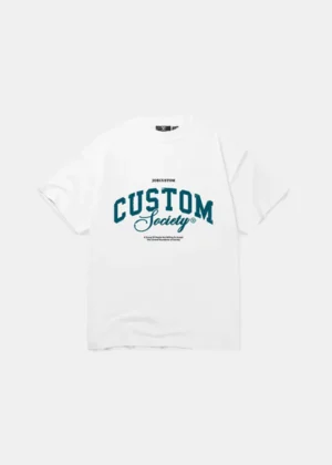 Jorcustom customsociety t-shirt white-teal
