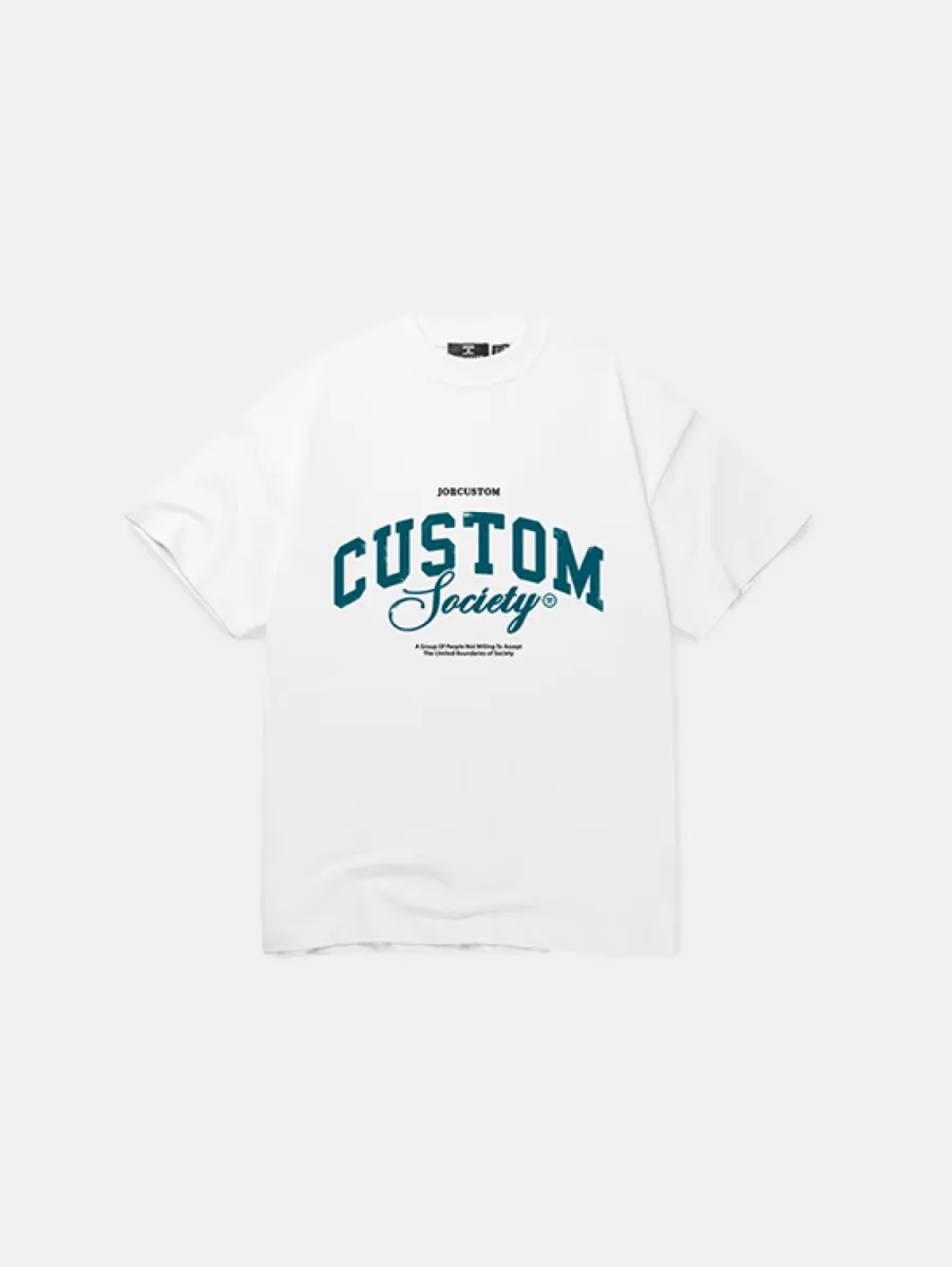 Jorcustom customsociety t-shirt white-teal