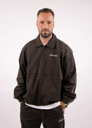 Jorcustom script tracksuit jacket brown