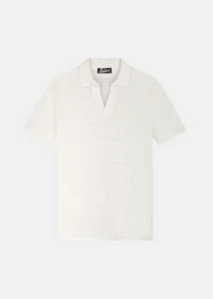 Malelions chunky waffle buttonless polo off-white