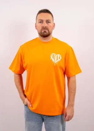 Malelions dripped heart t-shirt orange