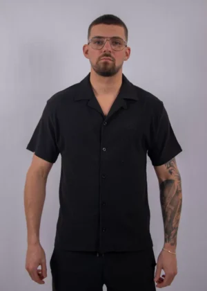 Malelions emblem seersucker shirt black