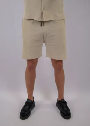 Malelions emblem seersucker shorts light taupe
