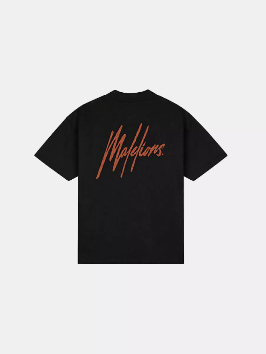 Malelions oversized striped signature t- black