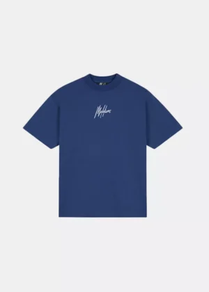 Malelions oversized striped signature t- cobalt