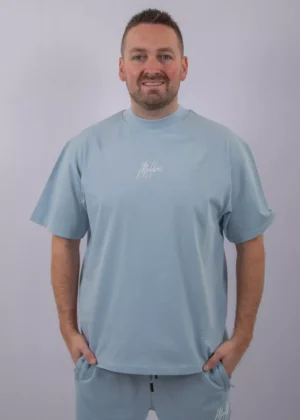 Malelions oversized striped signature t- ice blue