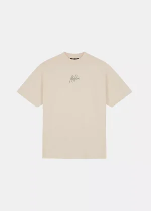Malelions oversized striped signature t- light taupe