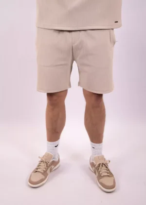 Malelions ribbed shorts light taupe