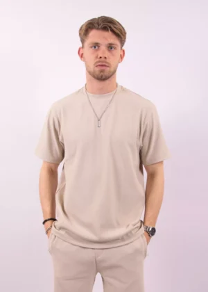 Malelions ribbed t-shirt light taupe