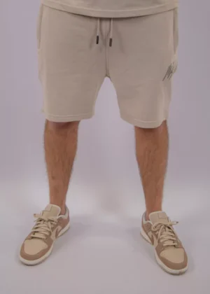 Malelions striped signature short light taupe