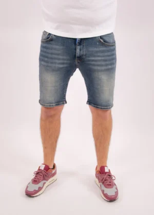 Malelions washed denim short light blue