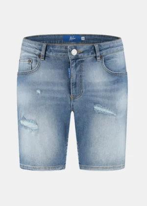 Malelions washed denim short light blue
