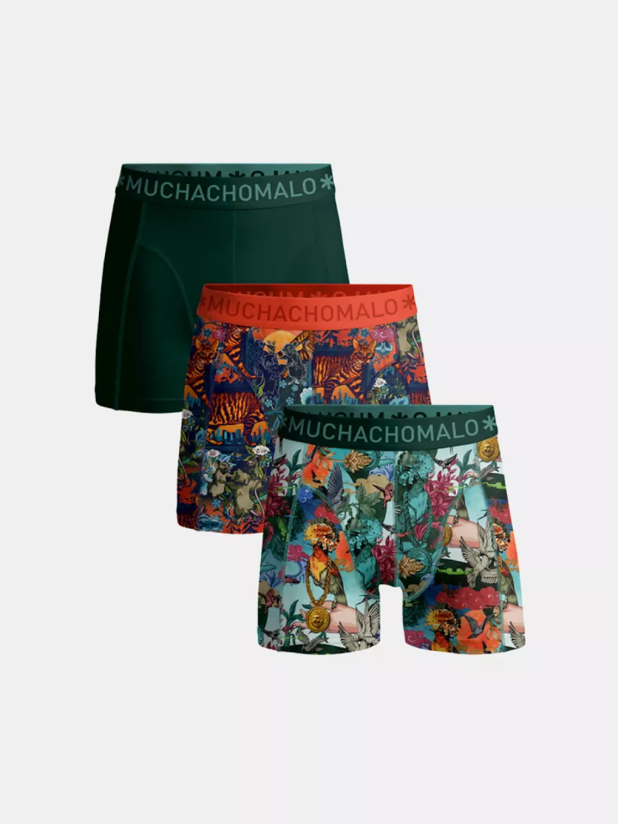 MUCHACHOMALO birdcat1010-07 3-pack print/print/green
