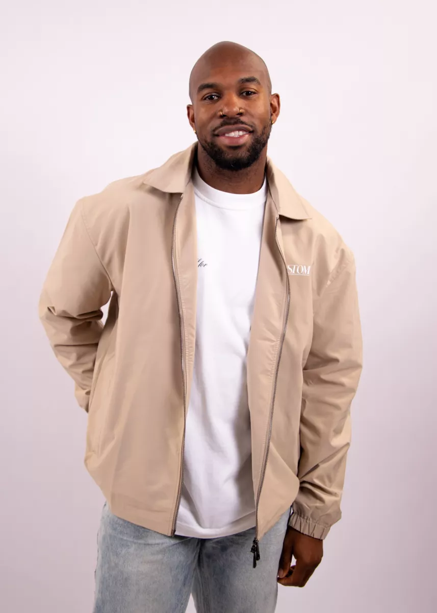 Jorcustom script coach jacket taupe